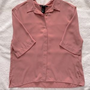 H&M Pink Short Sleeve Button Up Blouse